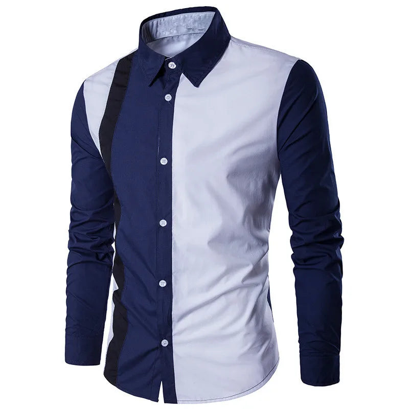 2025 new men's simple fashion long sleeve button down shirt casual lapel 3d design spring/autumn streetwear outdoor tops