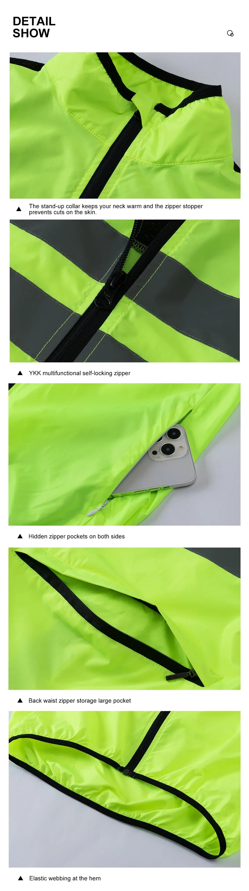 Cycling Windbreaker Windproof Waterproof Reflective Bicycle Jacket Ultralight MTB Road Bike Jersey Portable Cycling Coat