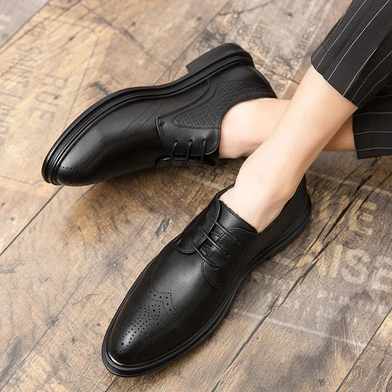 Men's Premium Leather Dress Shoes – Classic Lace-Up Formal Footwear for Business & Events