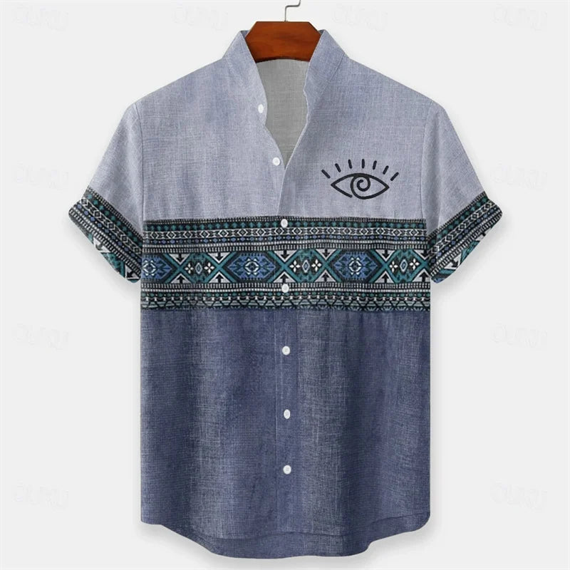 Men's Geometric Indian Ethnic Shirt Button Shirt