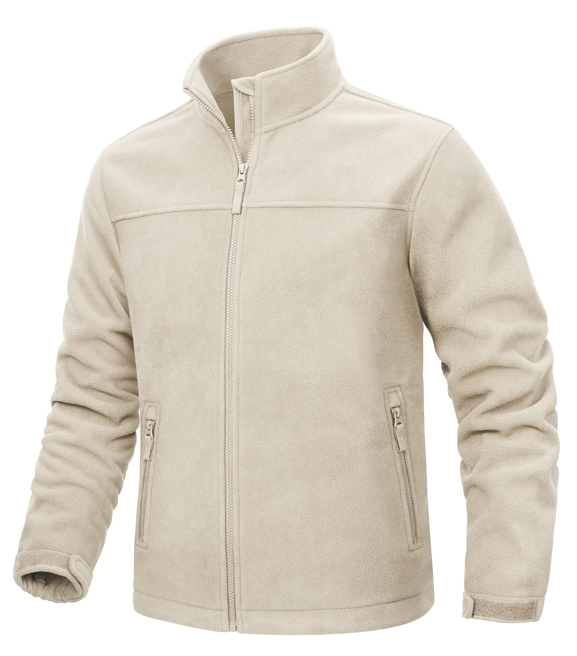 TACVASEN Winter Fleece Jackets Mens Full Zip Stand Up Work Jacket Coats Zipper Pockets Hiking Jacket Outdoor Windbreaker