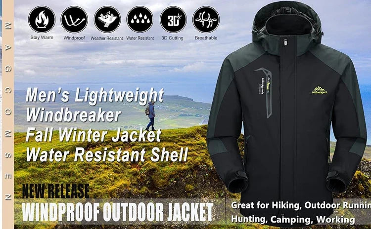 Men Autumn Jacket Outdoor Sports Hiking Coats Camping Hooded Windproof Water Resistant Rain Fishing Traveling Cloethes
