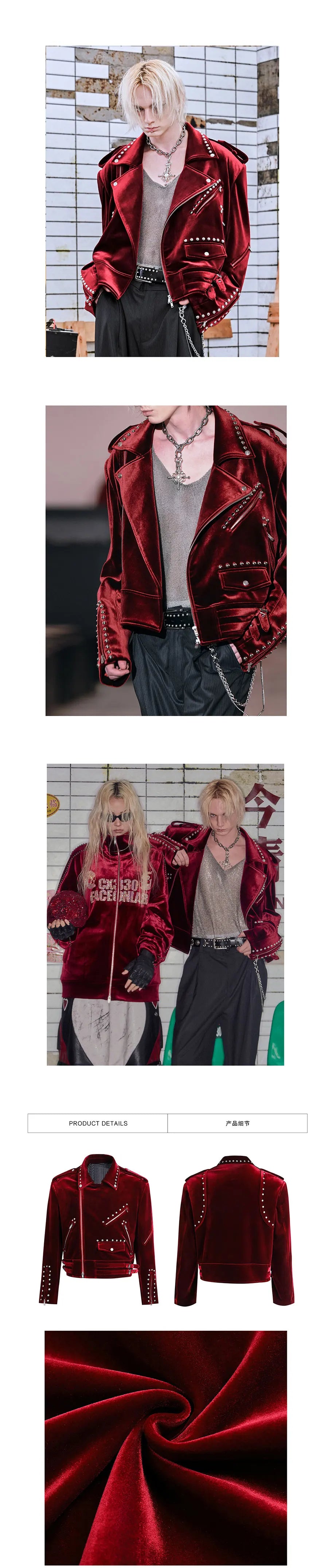 Spring Autumn Cool Short Soft Velvet Moto & Biker Jacket Men Zipper Elegant Chic Stylish Luxury Designer Emo Clothes