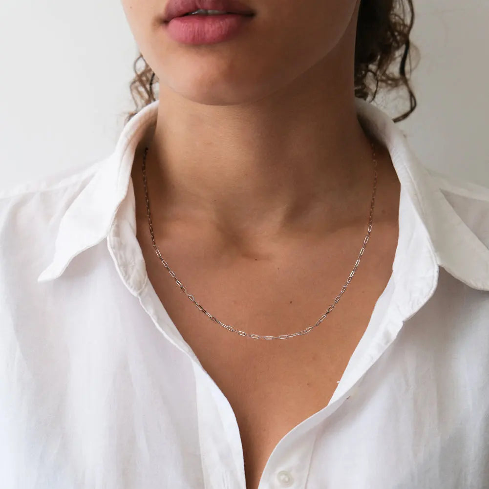 14K Gold 925 Sterling Silver 1.8mm Paperclip Neck Chain Fashion Link Chain Necklaces for Women Dainty Jewelry SC39
