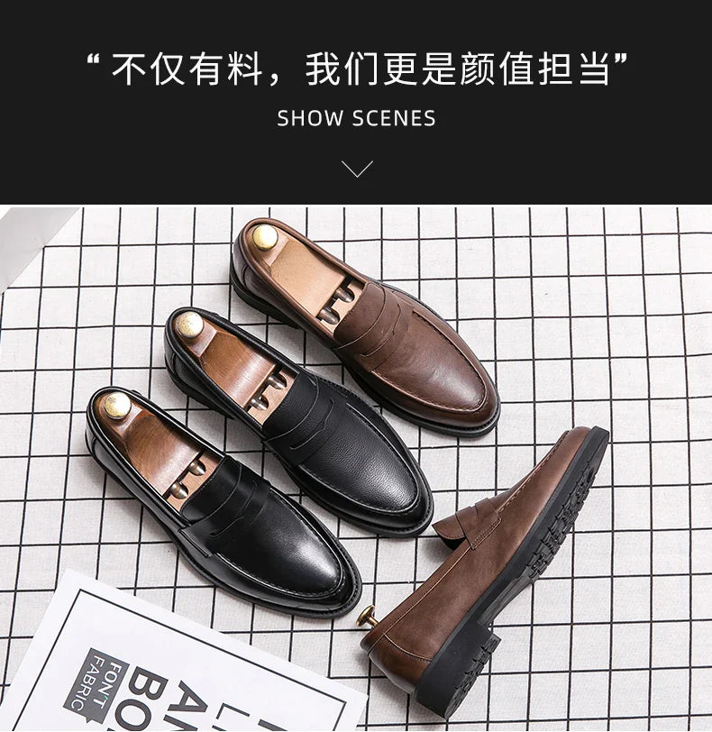 Men's Dress Shoes Formal Office Leather Brogues Shoes Male High Quality Casual Business Shoes Men Social Leather Loafers For Man