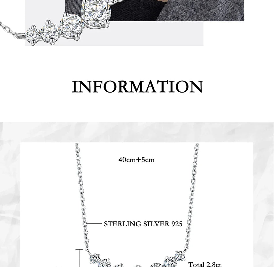 All Moissanite Necklace for Women S925 Pure Silver Smile Sparkling Diamond Pendant Fashion Luxury Jewelry Party Gift
