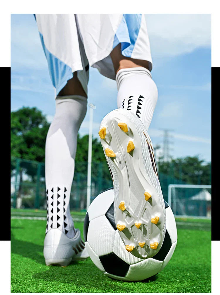 Men's High Top Soccer Shoes FG/TF Long Spikes Adult Football Boots Lightweight Professional Athletic Training