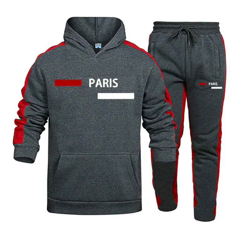 Hot Sales Mens Tracksuit Print Casual Hooded Sweatshirts 2 Pcs Set  Autumn Winter Sports Jogging Mens Clothing Street Sportswear