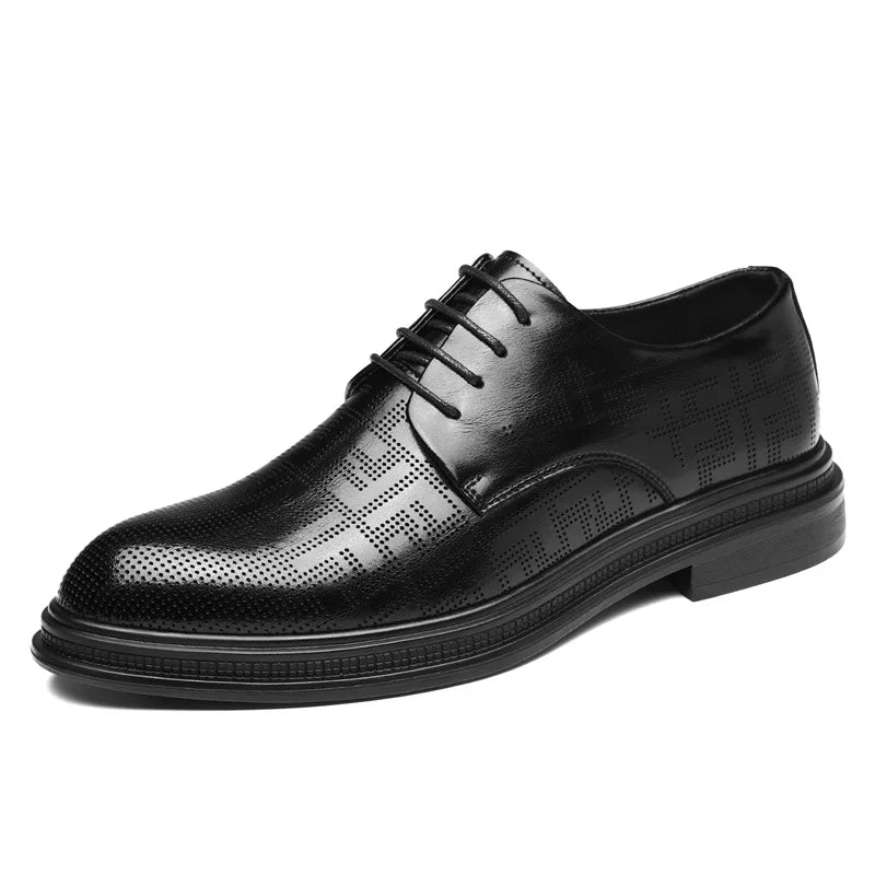Spring Summer Increase Leather Shoes for Man Lace Designer Business Casual Shoes Male Fashion British Style Dress Shoe Man