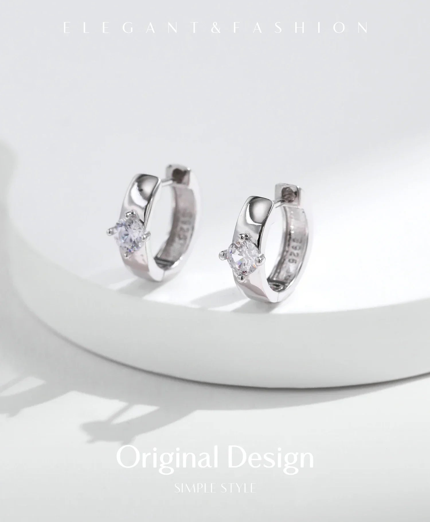 Round Moissanite Ear Buckles Lab Diamond 925 Sterling Silver Engagement & Wedding Hoop Earrings for Women Jewelry Gifts