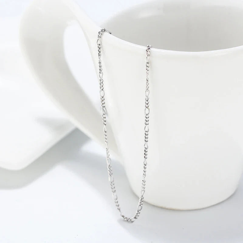 Trend 925 Sterling Silver 1.7mm 16-24 Inch Figaro Chain Necklace Figaro Link Chain Collares Minimalism Jewelry SC27