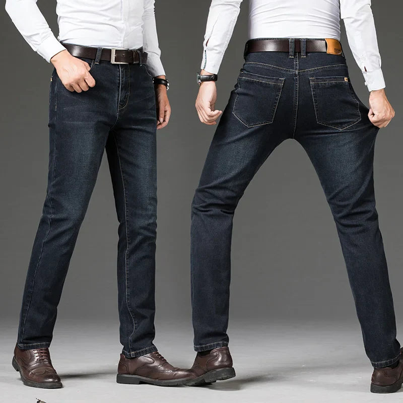 Cotton Men's Jeans Denim Pants Brand Classic Clothes Overalls Straight Trousers for Men Black Oversize Large Size 35 40 42 44 46
