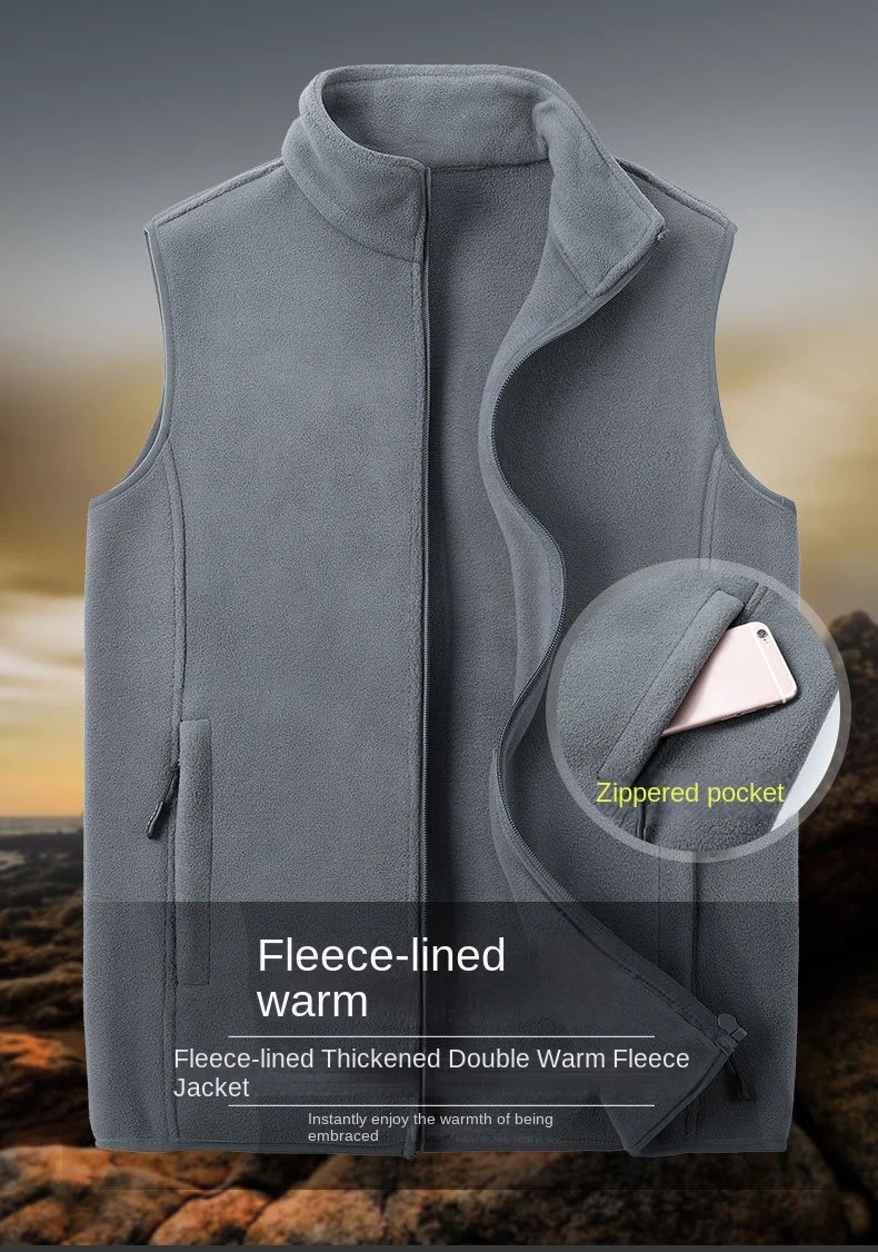 Autumn Fashion Plus Size Male Warm Waistcoat Fleece Vest Men's Lamb Cashmere Warm Sleeveless Coat Men Brand Clothing Winter Vest