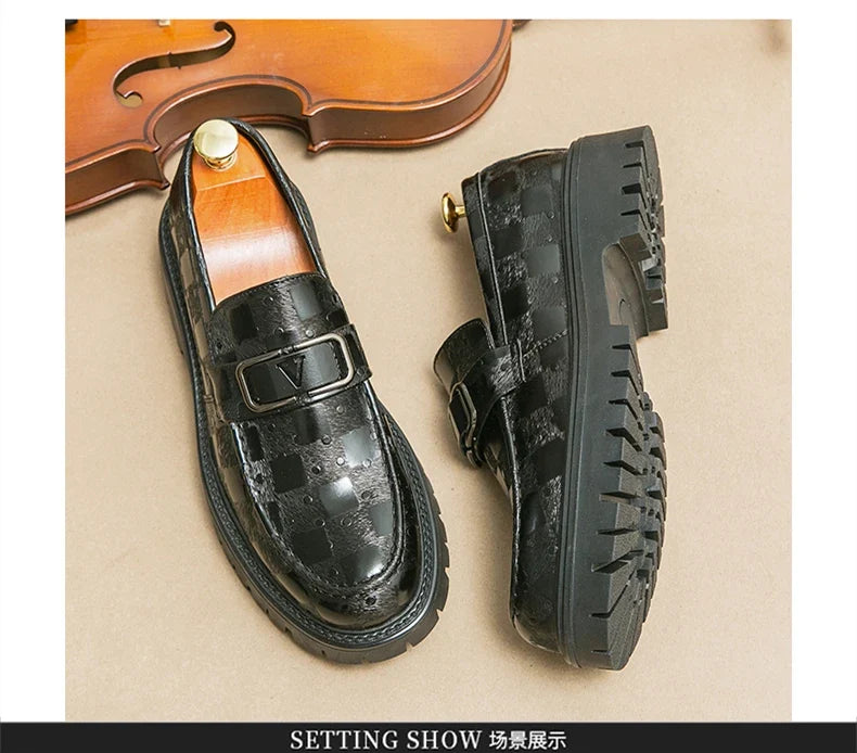 New Platform Men's Casual Shoes Comfortable Fashion Luxury Loafers Men's Leather Shoes Heightening Loafers Beans Driving Shoes