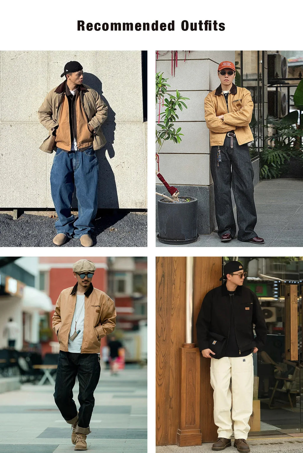 Men's Retro J001 Detroit Jacket Heavyweight Canvas Hunting Coat Lapel Collar Work Jackets with Zipper for Spring Fall