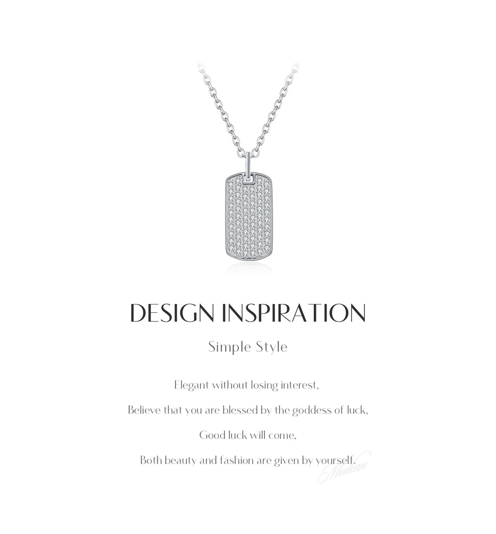 D Color Moissanite Rectangle Brand Necklace 925 Sterling Silver Trendy Stackable Pendant Necklaces For Women Fine Jewelry