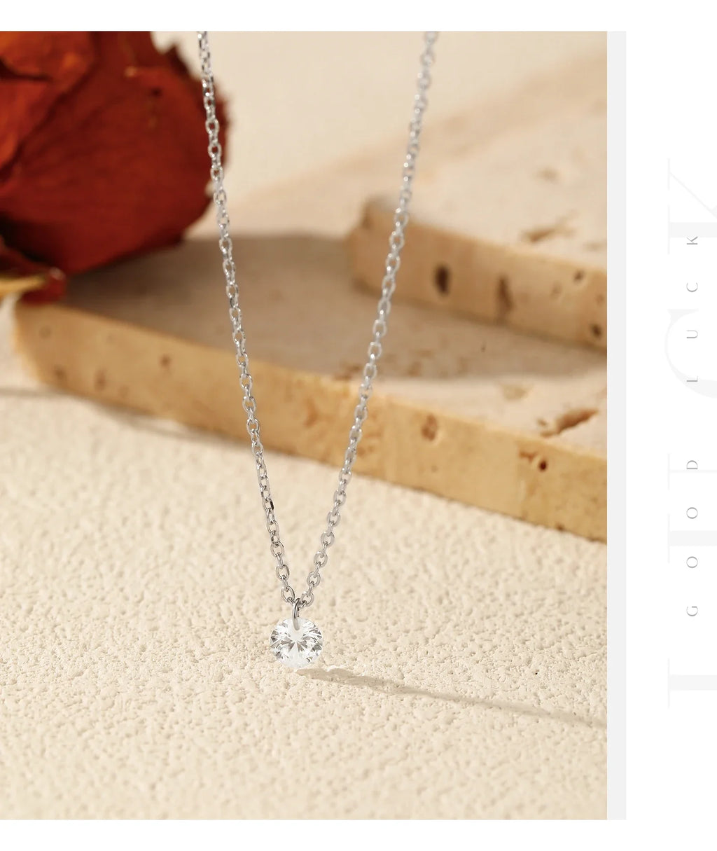 0.1CT/0.3CT/0.5CT VVS1 Clarity Moissanite 925 Sterling Silver Classic Round Pendant Necklace For Women Fine Jewelry