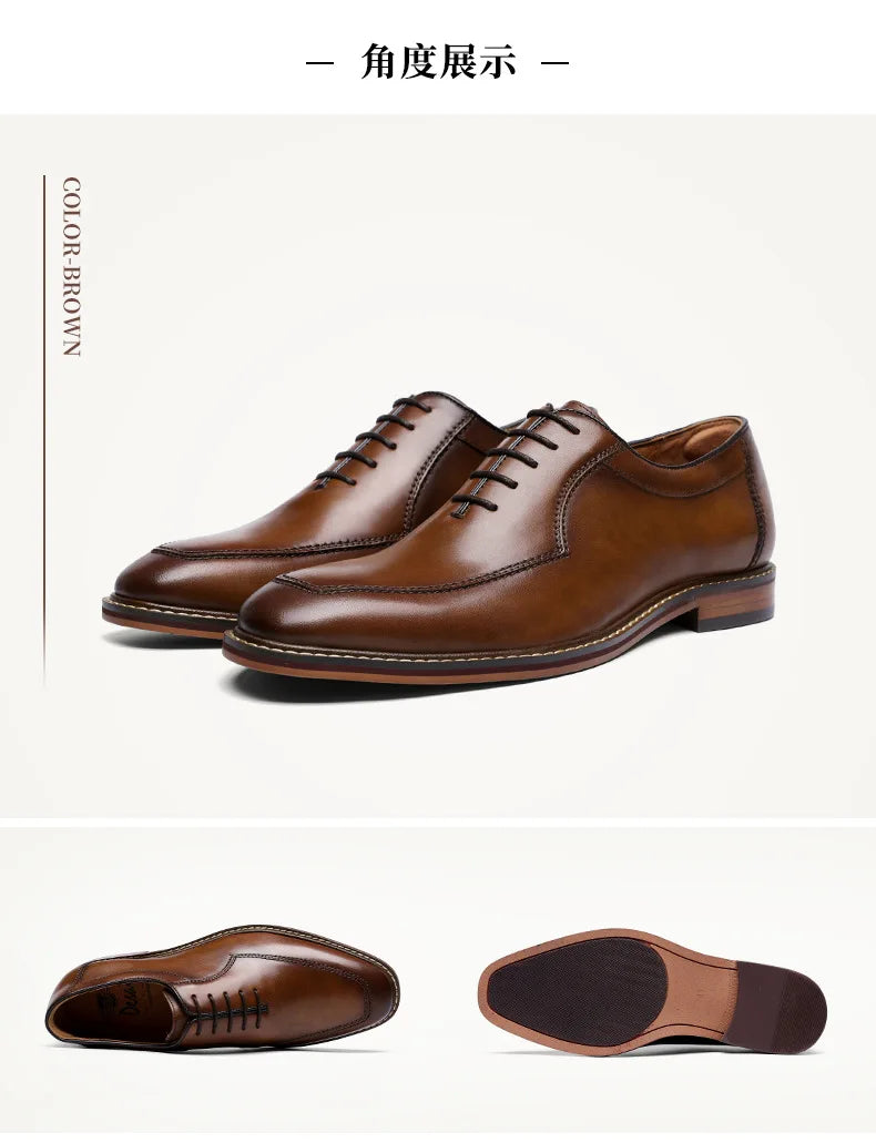 Dress Shoes Men Italian Style Genuine Leather Men's Wedding Shoes Lace Up Formal Gentleman Shoes Party Office High Heel