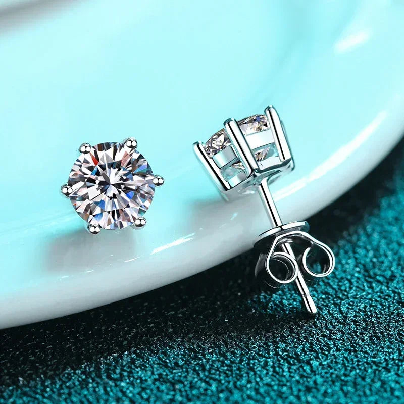 0.1-2 Carat D Color Moissanite Earrings For Women 925 Sterling Silver Ear Studs Sparkling Diamond Wedding Fine Jewelry