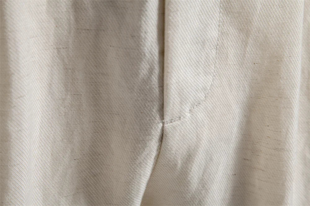 Comfortable Men's Shorts Solid Color Elastic Waist Multi Pocket Cotton Linen Blend Breathable Quick Dry Summer Shorts