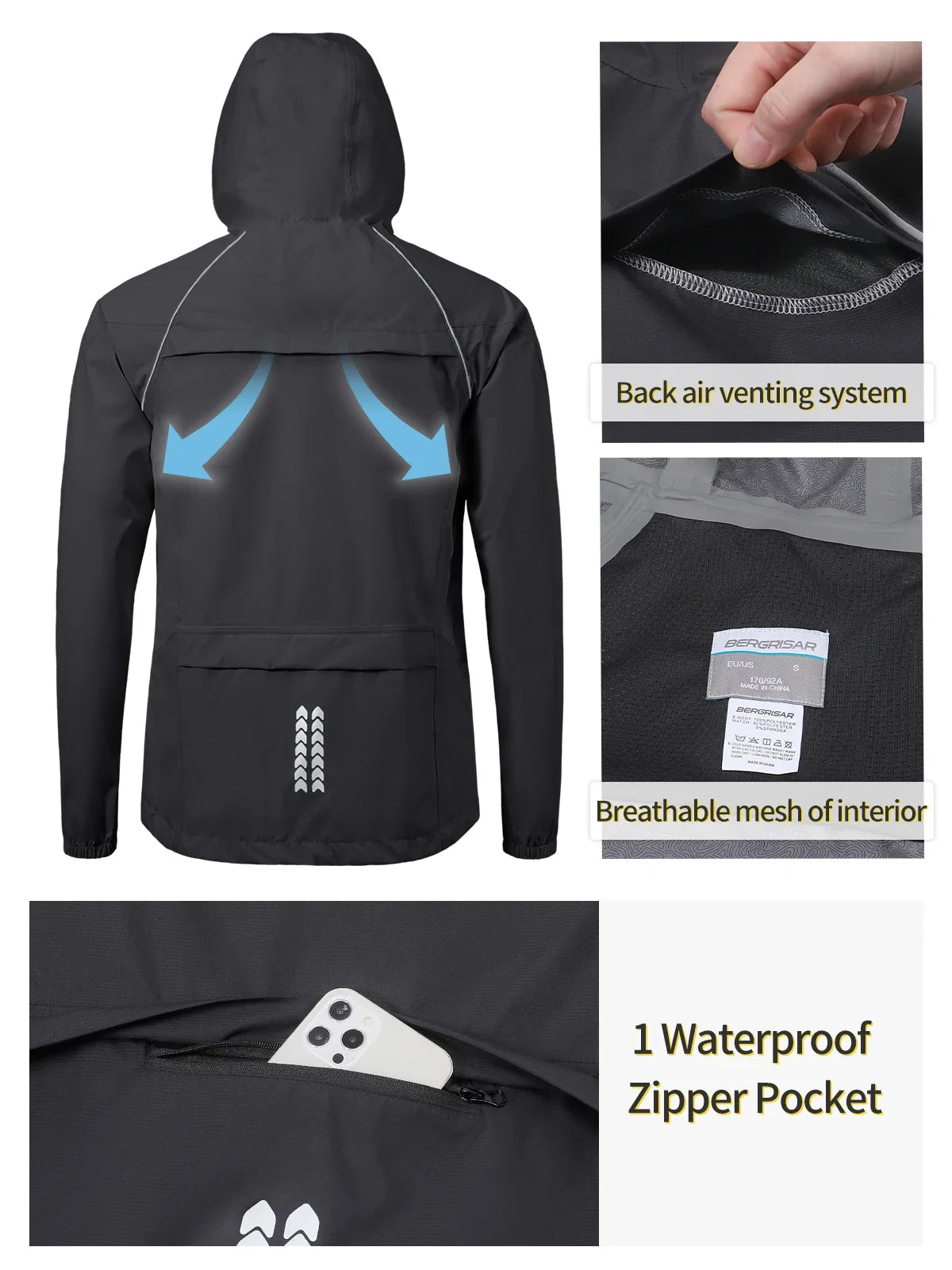 Waterproof Running Cycling Jacket for Men Breathable Bike Rain Jacket Bicycle Coat Clothing Windbreaker