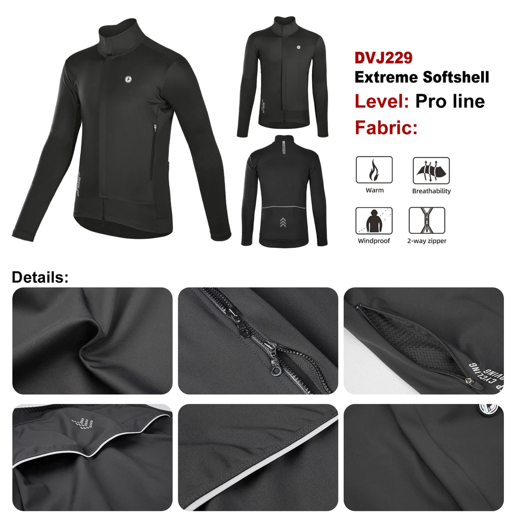 Cycling Jacket Winter Thermal Fleece Cycling Extreme Soft Shell Hot Warm Up Windproof 10 Water Resistance For -5~10 ℃