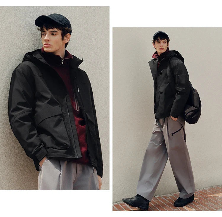 Men Jacket Outdoor Mountain Style Hooded Loose Couple Casual Style Autumn Lightweight Outerwear Daily Wear 2026