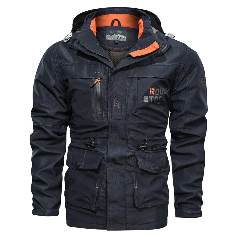 Men’s hooded outdoor windbreaker jacket, windproof casual coat, spring autumn camping, M–XXL
