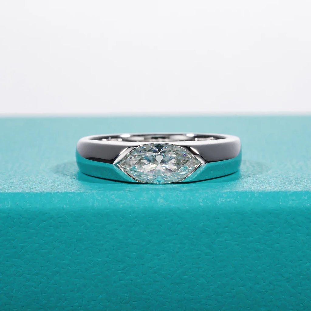 1ct Marquise Cut D Color Moissanite Diamond Engagement Men Ring Silver Wedding Ring For Women Customized Jewelry