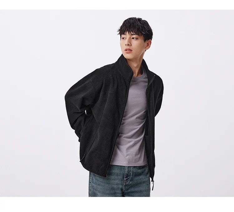 Jacket Men Anti-Static Fur Coat New Autumn 2024 Warm Fleece Couple Style Collar Top