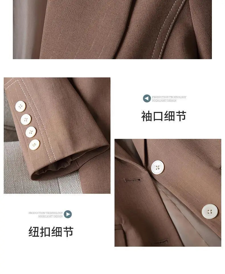 Black Blazers Women's Professional Suit Western-style OL Suits Top Exposed Line Decoration Temperament Slim Fit Line Jacket