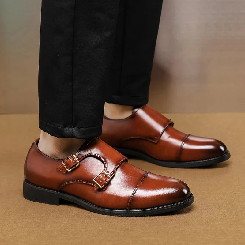 Luxury Brand New Men Casual Shoes Leather Men Fashion Double Buckle Loafers Mens Slip-on Board Oxford Shoes Spring Elegant Flats