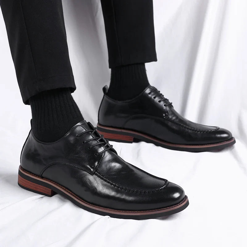 Italian Design Men's Oxford Business Shoes Formal Casual Leather Laces Lace-Up Anti-slip Flat Designer Shoes Comfy Walking Shoes