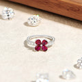 Original Teardrop Ruby Flower Ring ForWomen Pave Moissanite Engagement Rings 925 Sterling Silver Jewelry Gift For Party