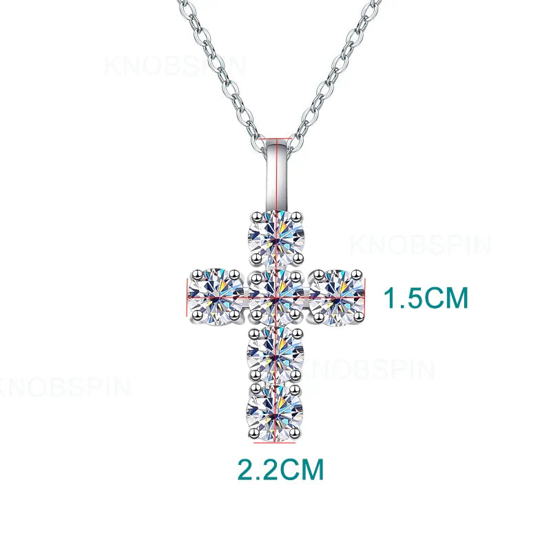 3ct D VVS1 Moissanite Cross Pendant Necklaces for Women Man Sparking Diamond with GRA 100% 925 Sterling Silver Necklace