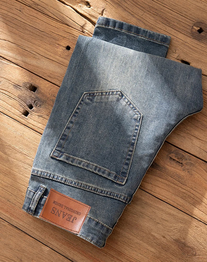 Men's Premium Lightweight Business Stretch Denim Pants - Versatile Slim Fit Straight Leg Long Trousers for All Seasons