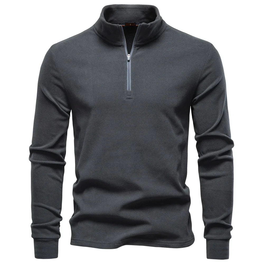 New Men Solid Color Zipper Soft Shell Sweatshirt Long Sleeve Breathable Warm Pullover Casual Streetwear Jacket‌