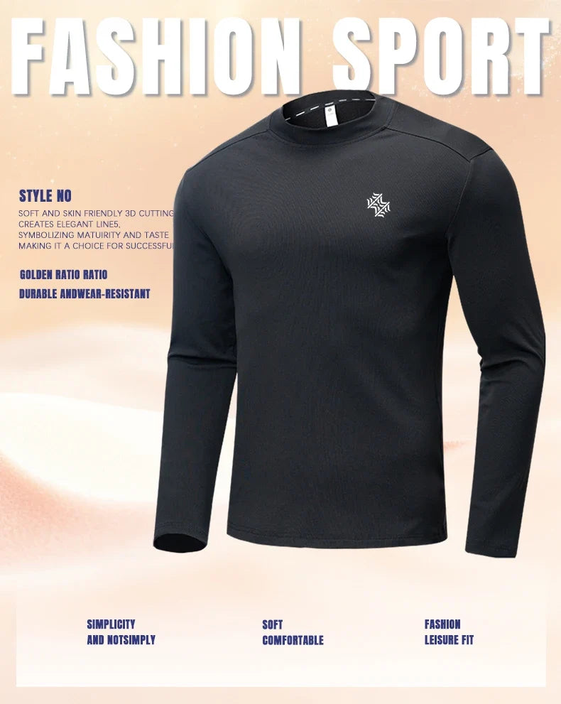 SBWL Autumn and Winter High Quality Outdoor Sports Warm Inside with Elastic Long Sleeve T-Shirt Running Fitness Base Shirt Tops