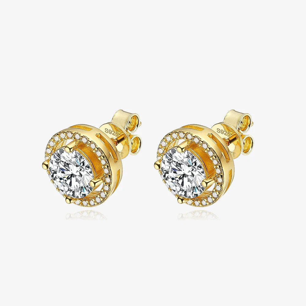 Trendy 1-4CT Full Moissanite Stud Earrings For Women Party Bridal Fine Jewelry S925 Sterling Silver Diamond Earring