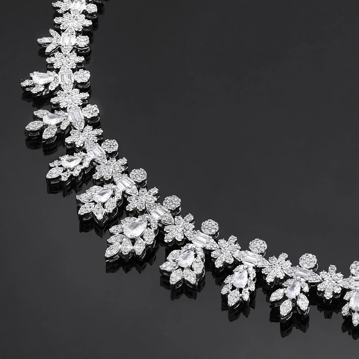 Luxury Women's Jewelry Elegant Style Bride CZ Necklace Earrings Bracelet Ring Jewelry Set&M Bride Large Wedding Jewelry Set