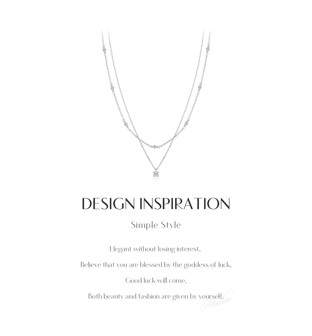 Moissanite D Color Double Layer Pendant Necklace 925 Sterling Silver Round Stylish Choker Necklace For Women Jewelry