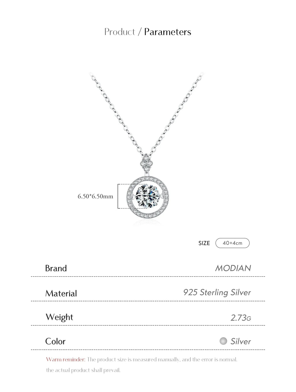 925 Sterling Silver Sparkling Luxury Pendant Necklace Link Chain Movable Zirconia Wedding Engagement Jewelry For Women