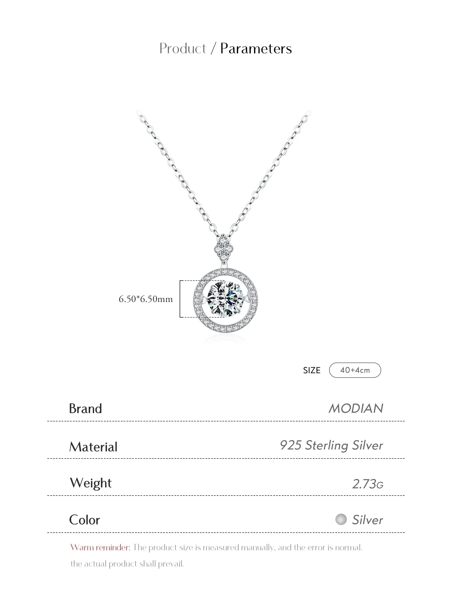 925 Sterling Silver Sparkling Luxury Pendant Necklace Link Chain Movable Zirconia Wedding Engagement Jewelry For Women