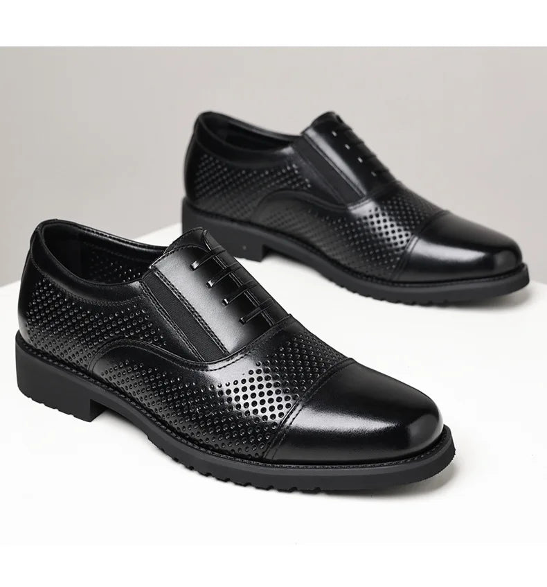 Breathable Hallow New Designer Cow Leather Shoes for Man Summer Autumn Fashion Business Casual Dress Shoes Loafers Man
