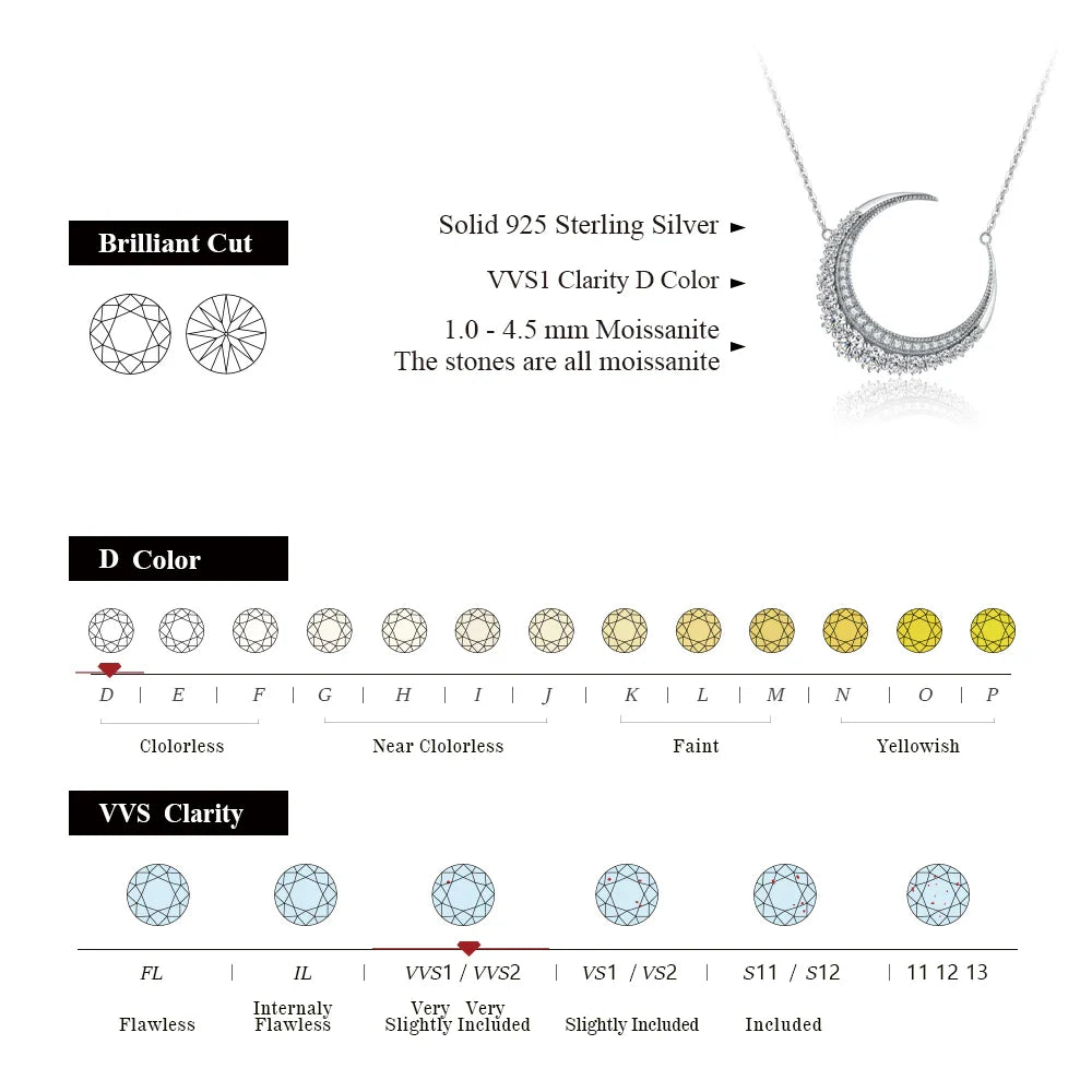 New 4.5 Moissanite Pendant 925 Sterling Silver Necklace for Women Chain Mothers Day Gift Fine Jewelry for Free Shippng