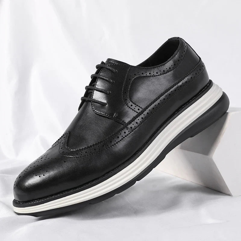 High End British Style Office Business Dress Shoes Men's Casual Leather Thick Soled Simple Walking Shoes Fashion Oxford Shoes