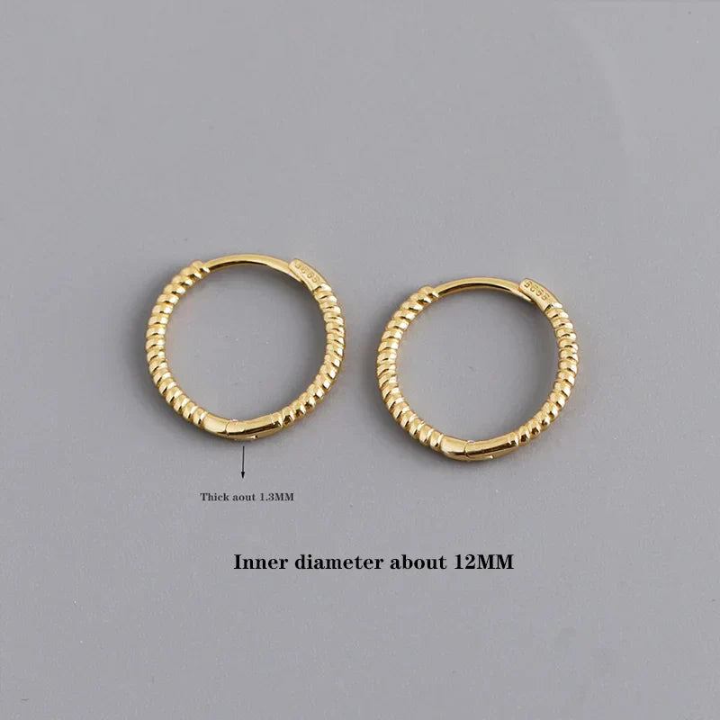 925 Sterling Silver Fashion Piercing Charm Twist Huggies Hoop Earrings for Women Rock Gothic Unisex Jewelry Ear Buckles