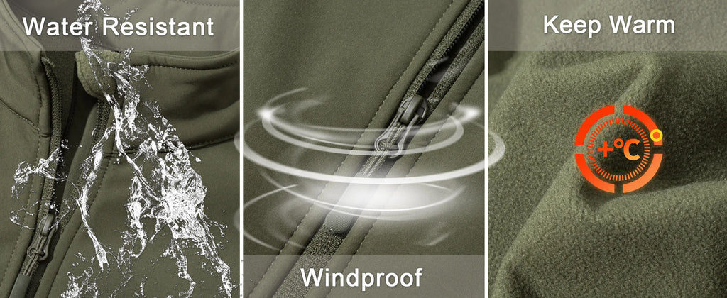 Men's Waterproof Outdoor Hiking Jacket Full Zip Windproof Fleece Lining Warm Fall Winter Work Casual Jackets
