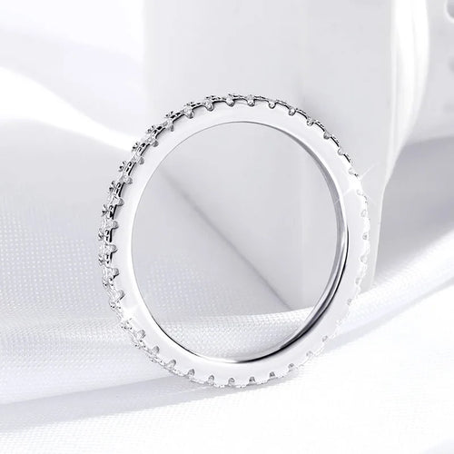 18k Plated 0.57ct Full Enternity Moissanite Ring Forn Women  S925 Sterling Silver Matching Diamond Band Wedding Jewelry