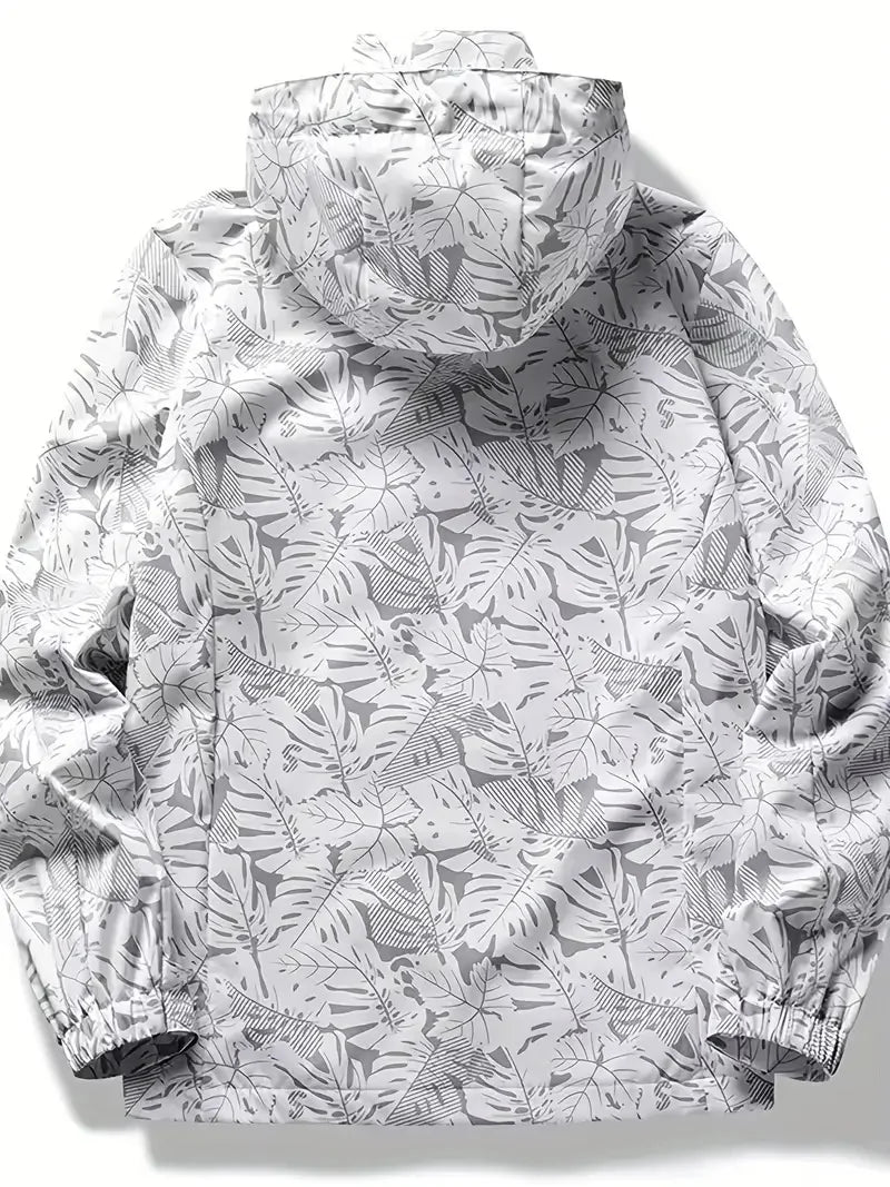 Men's Casual Lightweight Waterproof Windbreaker Jacket, Full Zip Up Hooded Shell Outdoor Hiking Coat For Autumn Size